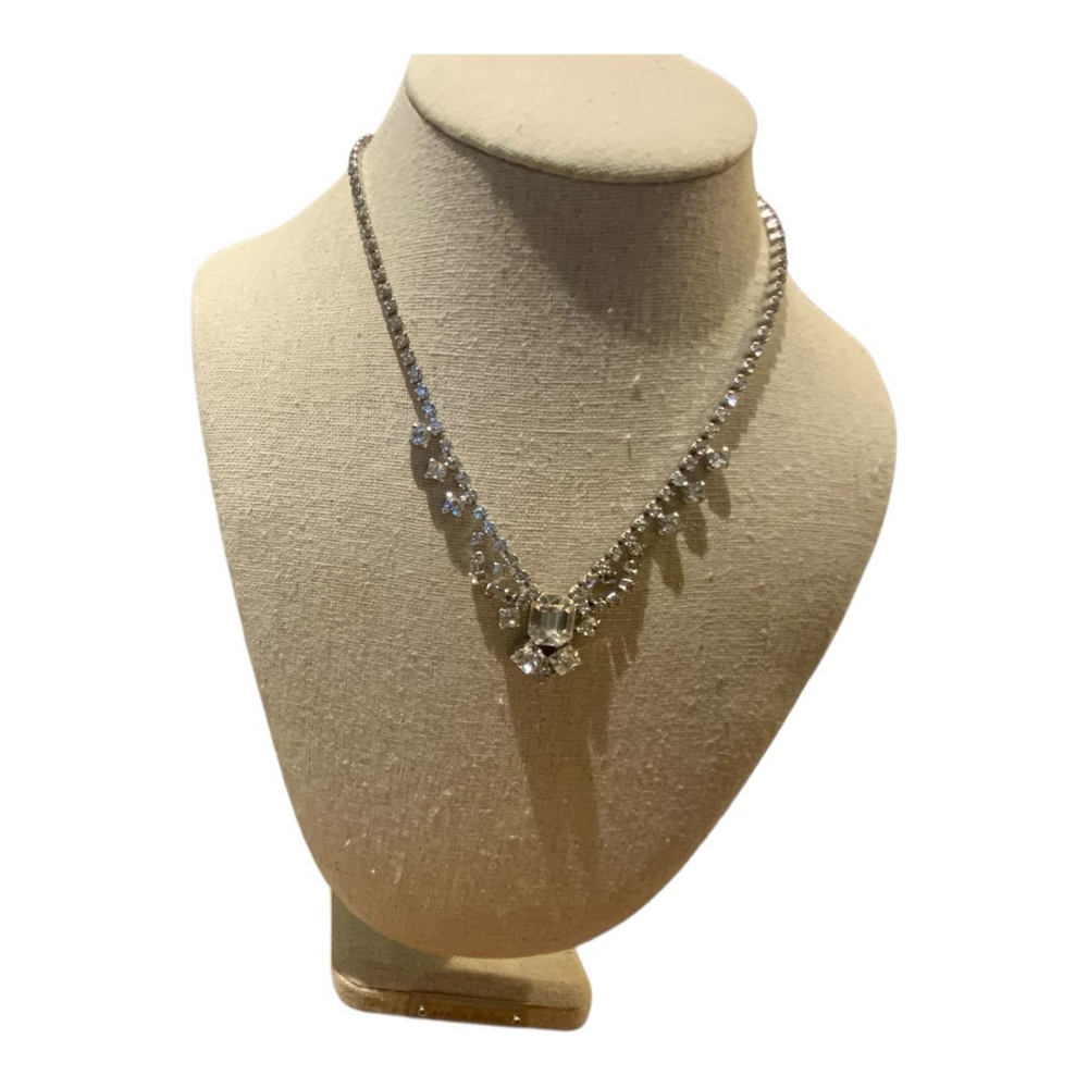 Coro Rhinestone Necklace Silver Tone - Picture 6 of 8